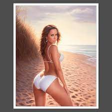 8x10 Art Print Lacey Chabert A Painting Of A Woman In A Bikini On The Bea  D13935 | eBay