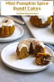No matter which mini bundt cake recipes you want to bake up, you will need a mini bundt pan in which to bake it. Mini Pumpkin Spice Bundt Cakes Suebee Homemaker Recipe Mini Bundt Cakes Recipes Bundt Cake Savoury Cake