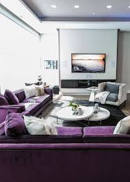 Balancing Bold Colors Henck Design Purple Living Room Furniture Placement Living Room Living Room Wallpaper Neutral
