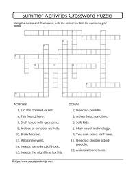 Summer free printable word search puzzles for adults. Summer Activities Crossword Puzzle Crossword Puzzle Crossword Printable Crossword Puzzles
