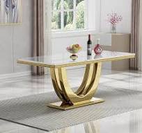 Amazon.com: Mesa de comedor moderna de mármol sintético de ...