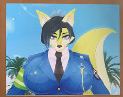 Kemono Furry Art Print Officer Green - Etsy