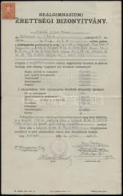 Milyen külföldi érettségi bizonyítvány egyenértékű a magyarországival? 1919 1930 3 Db Tanulmanyi Ertesito Valamint Egy Realgimnaziumi Erettsegi Bizonyitvany