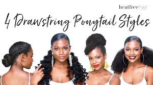 Shop inh hair extension collections from ponytails, buns, wigs & bundles and sets, we have and they have natural partings so they're ready to wear. 4 Drawstring Ponytail Styles For Natural Hair Heat Free Hair