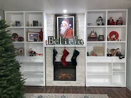 Built In Shelf Christmas Decorating Decor Built In Shelves Interior Design
