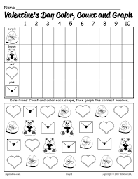 Hearts and flowers for valentine's day are the perfect time to break out the pink and red crayons! Printable Valentine S Day Color Count And Graph Worksheet Supplyme