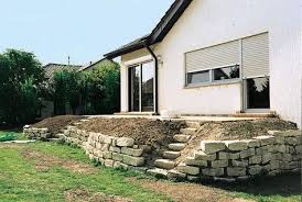 Terrassenbeete Auf Hohem Niveau Natursteinmauer Gartendekoration Steinmauer Garten