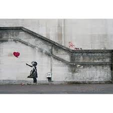 The tattered painting by banksy has been recertified and renamed love is in the bin, after it self. There Is Always Hope Balloon Girl By Banksy Wrapped Canvas Graphic Art Print In 2021 Graffiti Art Street Art Banksy