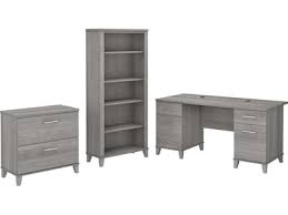 Find the best modular home office furniture with homestuffpro. Quill For Bush Furniture Somerset 60w Office Desk With Lateral File Cabinet And 5 Shelf Bookcase Platinum Gra Quill Accuweather Shop