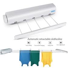 White finish matches any decor and looks inconspicuous when. Wall Mounted Clothes Line Retractable Laundry Hanger Indoor Outdoor Clothes Drying Rack Clothesline Rope 8kg Load Dropshipping Clotheslines Aliexpress