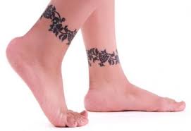 Polynesian tribal tattoo on leg. Tribal Ankle Bracelet Tattoo Designs