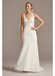 Up to 40% off wedding dresses. Floral Applique Illusion V Back Wedding Dress David S Bridal