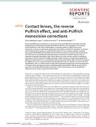 After using contacts for a long time your eyes will get used to a clear world and not wearing them makes everything look blurry. Pdf Contact Lenses The Reverse Pulfrich Effect And Anti Pulfrich Monovision Corrections