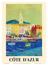 Cote D Azur French Riviera Port Of Saint Tropez Sncf French National Railway Company Prints Roger Bezombes Allposters Com Vintage Posters Travel Prints Vintage Travel Posters