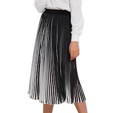 Black And White Striped Pleated Skirt Casual Pleated Black White Striped Long Skirt Long Chiffon Skirt Womens Skirt Black Skirt Long