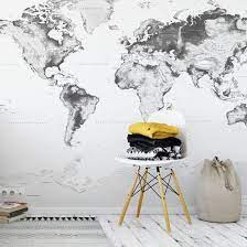 houd je van wereldkaarten maar wil je eens iets anders dan zo n standaard topografische kaart dit wandvullende fot fotobehang fotobehang woonkamer wit behang
