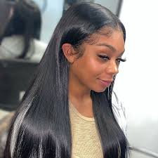 BOGO Buy one get one free 】Color 1B# 13*4 Lace Front Wigs Straight Hair  180% Density Top Quality Virgin Human Hair with elastic band--Virgin Human  Hair Extensions , Virgin Hair Fantasy