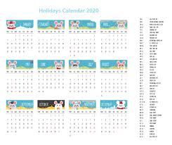 Holidays Calendar 2020 In 2020 Holiday Calendar Calendar 2020 Calendar