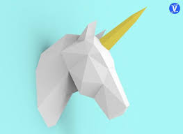 Unicorn Head Papercraft Pdf Pack 3d Paper Sculpture Template Etsy Paper Sculpture Paper Crafts Unicorn Head