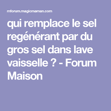 Qui Remplace Le Sel Regenerant Par Du Gros Sel Dans Lave Vaisselle Forum Maison Sel Regenerant Lave Vaisselle Sel Pour Lave Vaisselle
