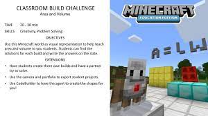 Activity Of The Week Area And Volume Minecraft Education Edition Education Help Teaching Minecraft Activities