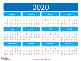 Download free yearly 2020 printable calendar. Printable Calendar 2020 Template Free Powerpoint Templates