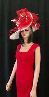 2018 Collection Kentucky Derby Red Hat Ivory Hat Red Etsy Derby Attire Derby Outfits Hat Fashion