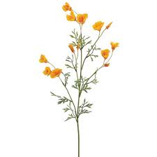 26 Silk Mini California Poppy Flower Spray Yellow Poppy Stem California Poppy Poppy Flower Flower Spray