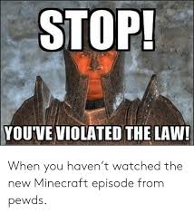 Stop Youve Violated The Law When You Haven T Watched The New Minecraft Episode From Pewds Minecraft Meme On Me Me