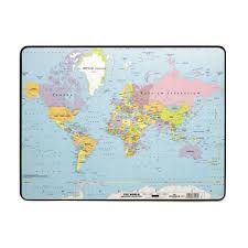 Classroom desk maps are an excellent companion to the matching wall maps and contain all of the same information in a convenient desk size. Durable World Map Desk Mat 530mm X 400mm Black Warehouse Stationery Nz