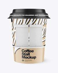 Matte Coffee Stall Mockup In Indoor Advertising Mockups On Yellow Images Object Mockups In 2021 Mockup Coffee Mockup Psd