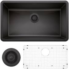 Sink installs beneath countertop for a seamless, streamlined look that makes cleaning your counters easy. Blanco 440149 Kit Anthracite Precis 32 Undermount Single Basin Granite Composite Kitchen Sink With Basin Rack And Basket Strainer Faucetdirect Com