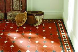 Original Style Harrogate Pattern And Modified Kingsley Border In Red Black And White Patterned Floor Tiles Victorian Flooring Bathroom Floor Tile Patterns