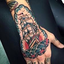 Bite The Bullet Tattoo Kelso See This Instagram Photo By Rad Trad Tattoo 2 381 Likes Traditional Hand Tattoo Traditional Ship Tattoo Hand Tattoos