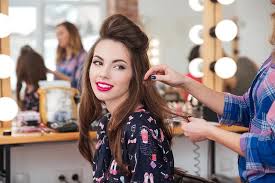 Hair styling at a salon