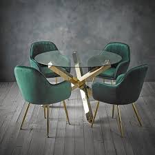 Canora Grey Hussey Dinning Set With 4 Chairs Wayfair Co Uk In 2020 Green Dining Chairs Velvet Dining Chairs Glass Top Dining Table