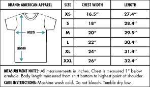 47 Detailed American Apparel T Shirts Size Chart