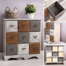 Fantastischer vintage akzent in grau. Anrichte Schrank Kommode 9 Schubfacher Vintage In Braun Grau Weiss Patchwork Look Farbige Kommode Shabby Schubladenschrank