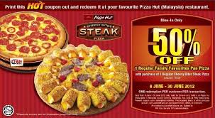 Pizza Hut Printable Coupon 50 Off Regular Pan Pizza Validity Date 8 June 2012 30 June 2012 Favourite Pizza Food Pizza Hut