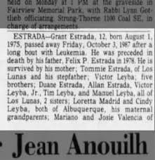 Obituary for Grant ESTRADA, 1975-1987 (Aged 12)