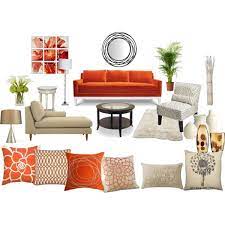 Contemporary orange grey living room. Orange And Cream Living Room Created By Sheryl Dawson Living Room Orange Cream Living Rooms Living Room Accessories