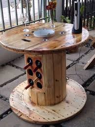 10 Idees Recup De Touret Pour Le Decor Bricolage Maison Tables A Tiroir En Bois Bobines De Laine Idee Deco Bois