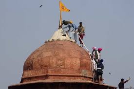 The nishan sahib or sikh flag should be either basanti (xanthic) which is yellow or surmaee (dark blue) and not the dark orange that is commonly used in most gurdwaras around the globe today. Cannot Condone Lawlessness Tharoor On Protesting Farmers Hoisting The Sikh Flag At Red Fort