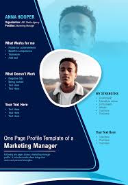 Then read the text and tips and do the exercises. One Page Profile Template Of A Marketing Manager Presentation Report Infographic Ppt Pdf Document Presentation Graphics Presentation Powerpoint Example Slide Templates