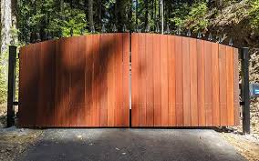 Wooden driveway gates and entrance gates. Automatic Wooden Wrought Iron Driveway Gates Fence