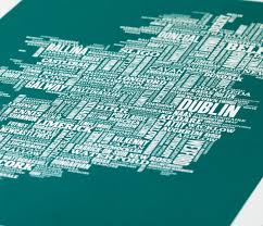 Ireland Type Map Print In Deep Sea Green Type Maps And