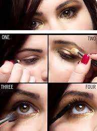 On freshly primed and concealed eyelids, apply a dark brown shade of eyeshadow to the . 4 Steps To A Gold Smokey Eye Beauty Tips And Makeup Application