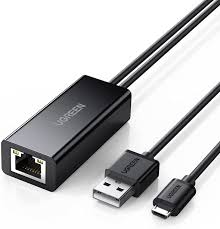 Now, you have to make a connection between the wired ethernet cable, and the usb ethernet adapter. Amazon Com Ugreen Ethernet Adapter For Fire Tv Stick 4k All New Fire Tv 2017 Chromecast Google Home Mini And More Streaming Sticks Micro Usb To Rj45 Ethernet Network Adapter With Usb Power