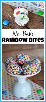 No Bake Rainbow Bites Dessert Recipe Desserts Dessert Bites No Bake Cake
