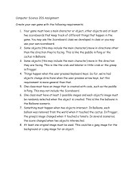 Use the worksheet game design to help the thinking process. Computer Science 20s Assignment Create Your Own Game With The